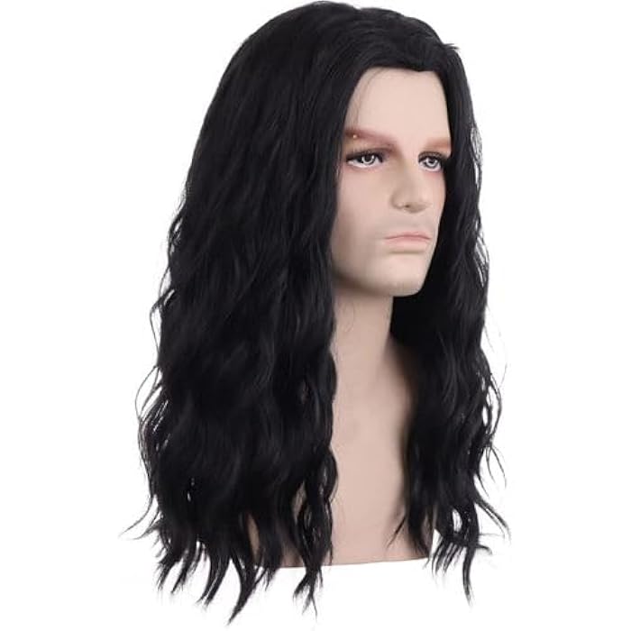 DILLARDS Men's Synthetic Wig Long Wavy Black Heat Hair - Image 3